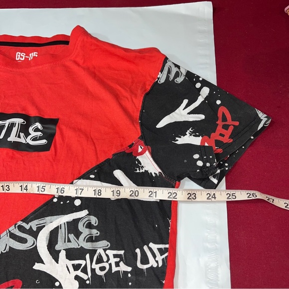 Hustle GS-115 RED Grafitti Art T-Shirt black Splatter Street Hip Hop Drip Men XL - Picture 5 of 9